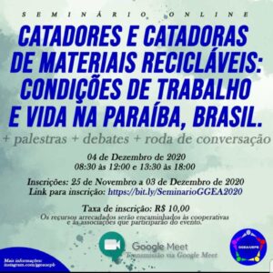 Seminário promove discussão sobre condições de trabalho e vida de catadores de materiais recicláveis